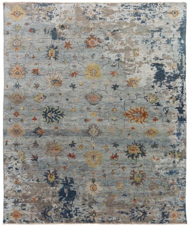 Traditional/Transitional Blue/Navy Wool Area Rug: Regal Coastal Rain 183039: Blue (Hand-Knotted Area Rug)