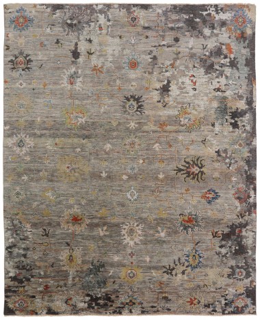 Traditional/Transitional Grey/Silver Wool Area Rug: Regal Coastal Rain 183439: Grey (Hand-Knotted Area Rug)