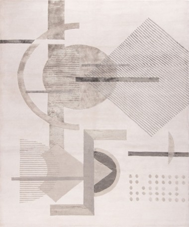 Silk Road | Concept | 193528: Ivory area rug Modern Ivory Wool Area Rug: Silk Road Concept 193528 (Hand-Knotted Area Rug)