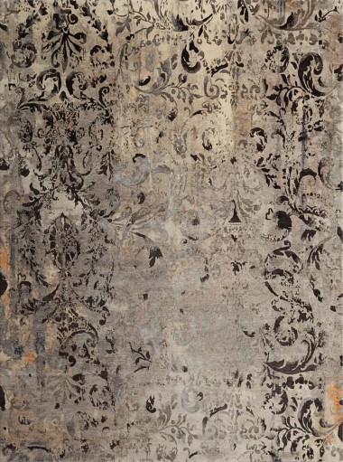 Modern Masters | Art Decco | D'Arte 13040: Smoke area rug Contemporary Grey/Silver Wool Area Rug: Modern Masters Art Decco D'Arte 13040: Smoke (Hand-Knotted Area Rug)