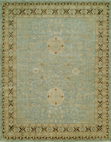 Traditional Blue/Navy Wool Area Rug: Regal Destiny Luster 184401: Mineral Blue/Bark (Hand-Knotted Area Rug)