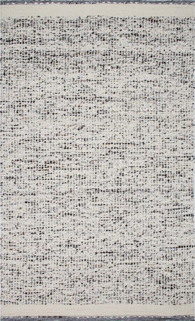 Modern/Bohemian White/Ivory Wool Area Rug: Madison Dacota 1342052: Ivory/Charcoal (Hand-Woven Area Rug)