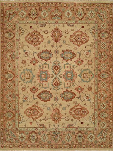 Traditional Beige/Tan Wool Area Rug: Regal Eclipse 185635: Tan/Rust (Hand-Knotted Area Rug)