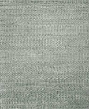 Transitional/Modern Grey/Silver Wool Area Rug: Regal Ellipse 185648: Grey (Hand-Knotted Area Rug)