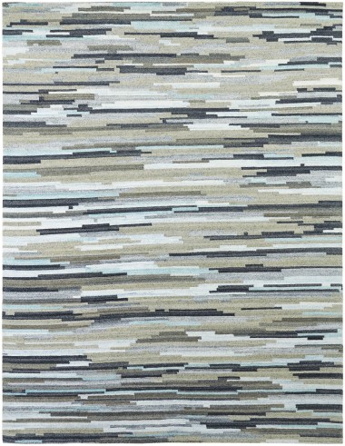 Transitional/Modern Grey/Silver Wool Area Rug: Regal Ellipse 185958: Grey (Hand-Knotted Area Rug)