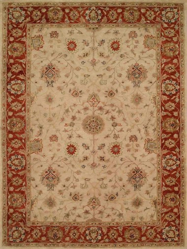 Traditional Ivory/White Wool Area Rug: Regal Emporium 185082: Ivory/Red (Hand-Tufted Area Rug)