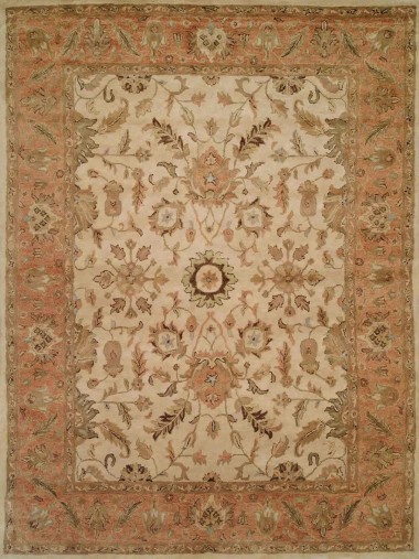 Traditional Ivory/White Wool Area Rug: Regal Emporium 185282: Ivory/Rust (Hand-Tufted Area Rug)