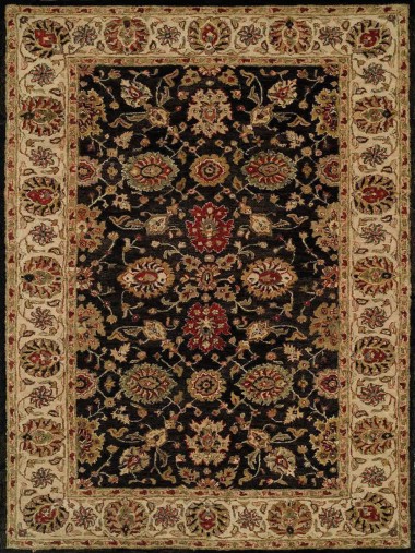 Traditional Charcoal/Black Wool Area Rug: Regal Emporium 185382: Black/Ivory (Hand-Tufted Area Rug)
