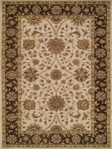 Traditional Ivory/White Wool Area Rug: Regal Emporium 185292: Ivory/Brown (Hand-Tufted Area Rug)