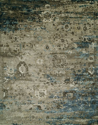 Traditional Grey/Silver Wool Area Rug: Regal Elegant Past 185520: Grey/Blue (Hand-Knotted Area Rug)