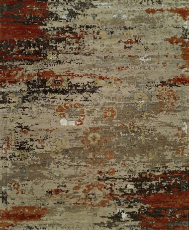 Traditional Beige/Tan Wool Area Rug: Regal Elegant Past 185620: Taupe/Rust (Hand-Knotted Area Rug)