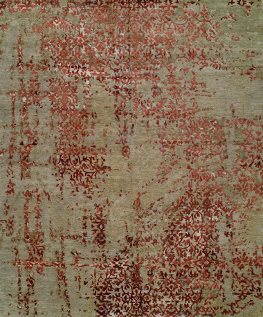 Transitional/Modern Beige/Tan Wool Area Rug: Regal Equestrian 185175: Sand/Crimson (Hand-Knotted Area Rug)