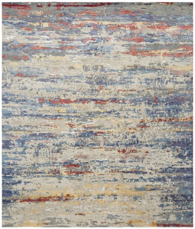 Transitional/Modern Blue/Navy Wool Area Rug: Regal Equestrian 185785: Blue/Multi (Hand-Knotted Area Rug)