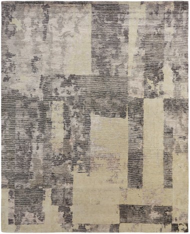 Transitional/Modern Grey/Silver Wool Area Rug: Regal Erasure 185373: Grey (Hand-Knotted Area Rug)