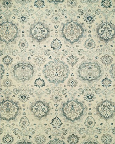 Transitional/Traditional White Wool Area Rug: Silk Road Eleonora 19510 (Hand-Knotted Area Rug)
