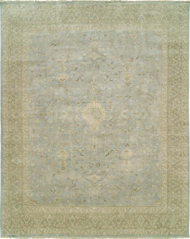Traditional Soft Blue Wool Area Rug: Silk Road Elicia 19511 (Hand-Knotted Area Rug)