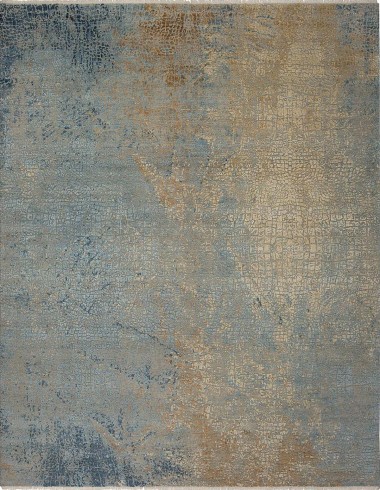 Modern/Transitional Silver Wool Area Rug: Silk Road Epiphany 1950471 (Hand-Knotted Area Rug)