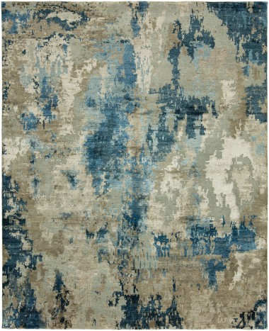 Modern/Transitional Blue Wool Area Rug: Silk Road Extraordinary 1952 (Hand-Knotted Area Rug)