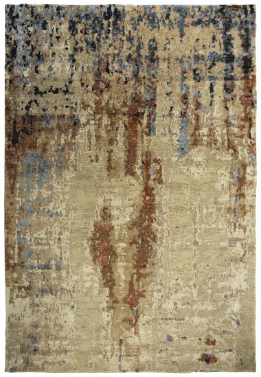 Modern Beige Wool Area Rug: Bainbridge Finest 26011: Beige/Grey (Hand-Knotted Area Rug)