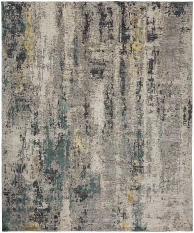 Contemporary Grey Wool Area Rug: Silk Road Fascinate 196626 (Hand-Knotted Area Rug)