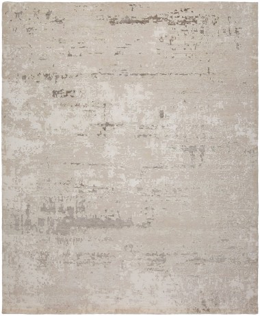 Contemporary White Wool Area Rug: Silk Road Fascinate 196036 (Hand-Knotted Area Rug)