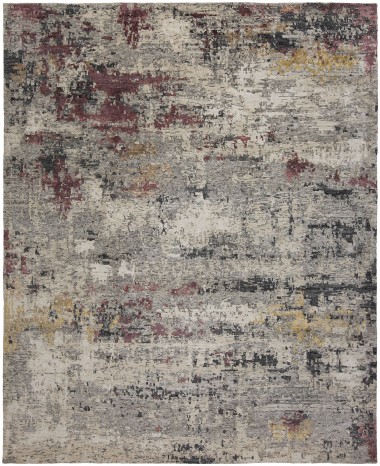 Contemporary Grey Wool Area Rug: Silk Road Fascinate 196136 (Hand-Knotted Area Rug)