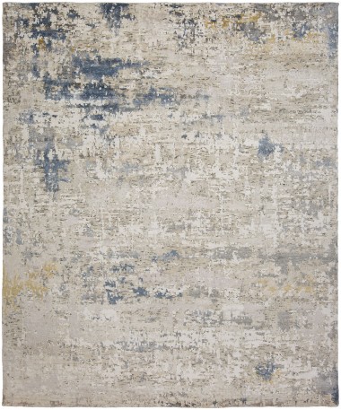 Contemporary Grey Wool Area Rug: Silk Road Fascinate 196236 (Hand-Knotted Area Rug)