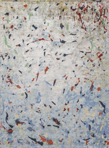 Contemporary Blue/Navy Wool Area Rug: Modern Masters Art Nouveau Fiesta 13060: Blue (Hand-Knotted Area Rug)