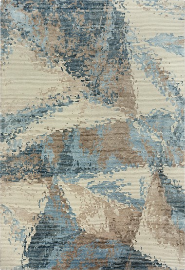 Modern Beige Wool Area Rug: Bainbridge Finest 26311: Beige/Blue (Hand-Knotted Area Rug)