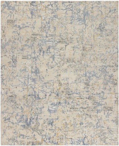 Contemporary Blue Wool Area Rug: Silk Road Global 19750 (Hand-Knotted Area Rug)