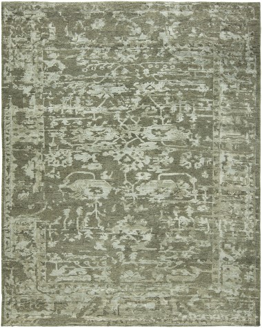 Traditional/Transitional Green Wool Area Rug: Regal Gnomeo 187141: Mineral Grey (Hand-Knotted Area Rug)