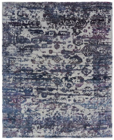 Traditional/Transitional Pink/Purple Wool Area Rug: Regal Gnomeo 187541: Indigo/Wisteria (Hand-Knotted Area Rug)