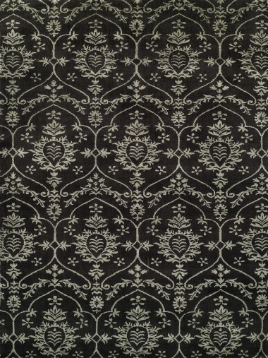 Transitional Charcoal/Black Wool Area Rug: Regal Grandeur 187376: Black (Handmade Area Rug)