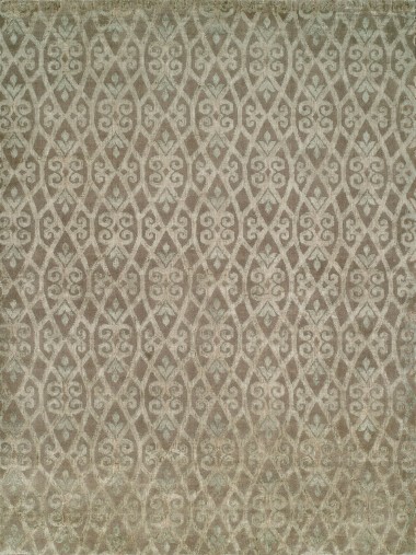 Transitional Grey/Silver Wool Area Rug: Regal Grandeur 187476: Grey/Rust (Handmade Area Rug)