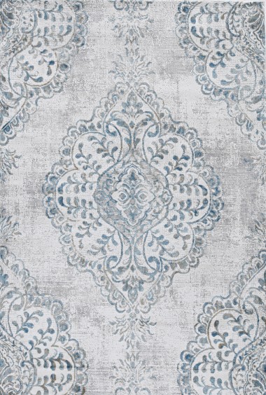Traditional White/Ivory Area Rug: Madison Geena 1374307: Ivory/Teal (Power-Loomed Area Rug)