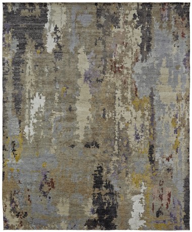Transitional/Modern Multi Wool Area Rug: Regal Hellenic Wind 188559: Multi/Purple (Hand-Knotted Area Rug)