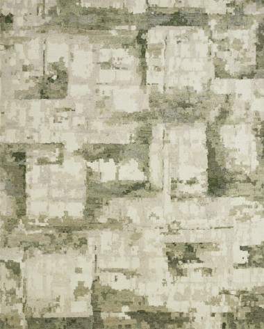 Modern/Transitional Green Wool Area Rug: Regal Hexton 188394: Sage/Ivory (Hand-Knotted Area Rug)