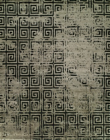 Modern Grey/Silver Area Rug: Regal Infusion 189169: Steel/Onyx (Hand-Knotted Area Rug)