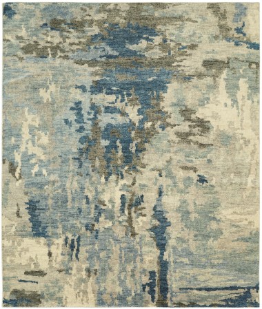 Transitional/Modern Blue/Navy Wool Area Rug: Regal Issaquah Treasures 189752: Denim (Hand-Knotted Area Rug)