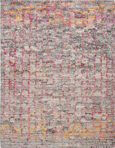 Modern/Bohemian Slate Wool Area Rug: Silk Road Inspire 199401 (Hand-Knotted Area Rug)
