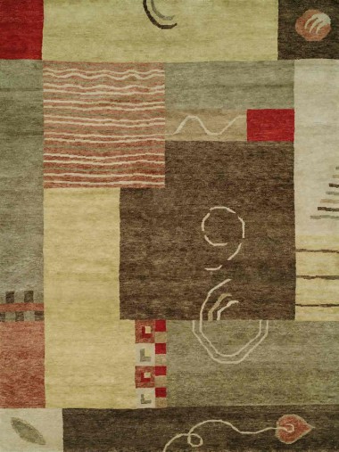 Modern Multi Wool Area Rug: Regal Joyfull Dance 1810856: Multi (Hand-Knotted Area Rug)