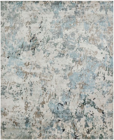 Modern Blue/Navy Area Rug: Regal Jnana 1810380: Soft Blues/Greys (Hand-Knotted Area Rug)
