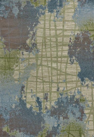 Modern Green Area Rug: Madison Illane 1397026: Green/Blue (Power-Loomed Area Rug)