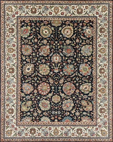 Traditional Charcoal/Black Wool Area Rug: Mafi Signature Khanna KH-1020 (Hand-Knotted Area Rug)