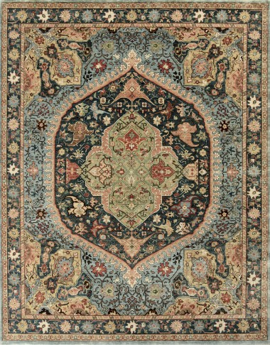 Traditional Blue/Navy Wool Area Rug: Mafi Signature Khanna KH-1089 (Hand-Knotted Area Rug)