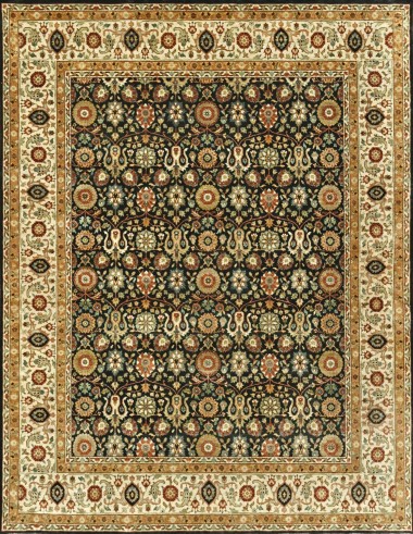 Mafi Signature | Khanna | KH-1096: Black/Beige area rug Traditional Charcoal/Black Wool Area Rug: Mafi Signature Khanna KH-1096 (Hand-Knotted Area Rug)