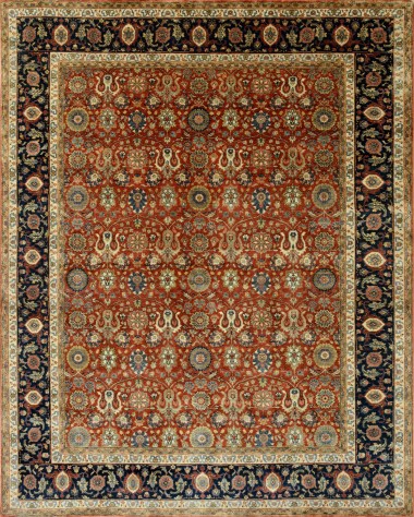 Traditional Orange/Rust Wool Area Rug: Mafi Signature Khanna KH-1096 (Hand-Knotted Area Rug)