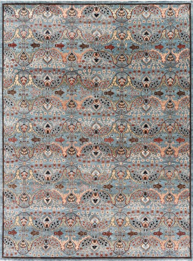 Mafi Signature | Khanna | KH-1162: Light Blue/Brown area rug Traditional Blue/Navy Wool Area Rug: Mafi Signature Khanna KH-1162 (Hand-Knotted Area Rug)