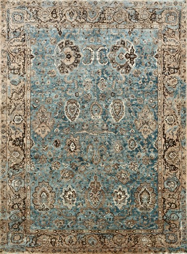 Traditional Blue/Navy Wool Area Rug: Mafi Signature Khanna KH-1313 (Hand-Knotted Area Rug)