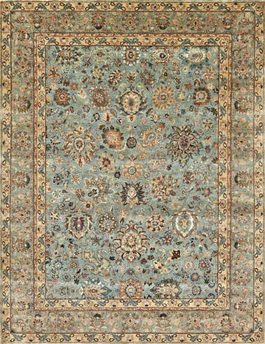 Mafi Signature | Khanna | KH-1339: Aqua/Aqua area rug Traditional Blue/Navy Wool Area Rug: Mafi Signature Khanna KH-1339 (Hand-Knotted Area Rug)